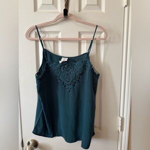 NWT | Cabi Baroque rose embellished Camisole Teal M